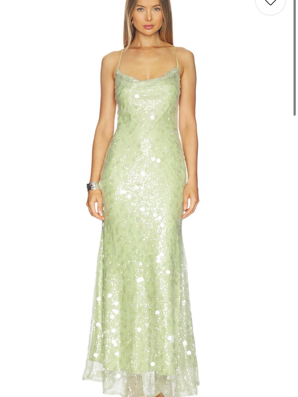 Sequin Slip Maxi Dress in Light Green
